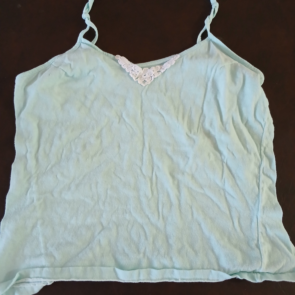 Light Blue Women's Top with Lace Detail